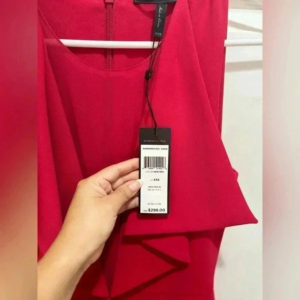 BCBGMAXAZRIA Women’s Wide Leg Romper Jumpsuit Red - Picture 7 of 12